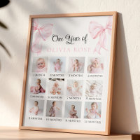 Planche photo mensuelle à ruban rose pour annivers