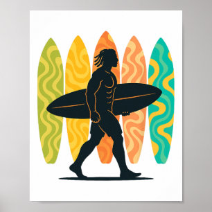 Poster Planchiste de surf d'été Vague Surf Surfboard Plag