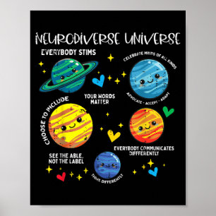 Poster Planète autistique Univers neurodiversifié Enfants