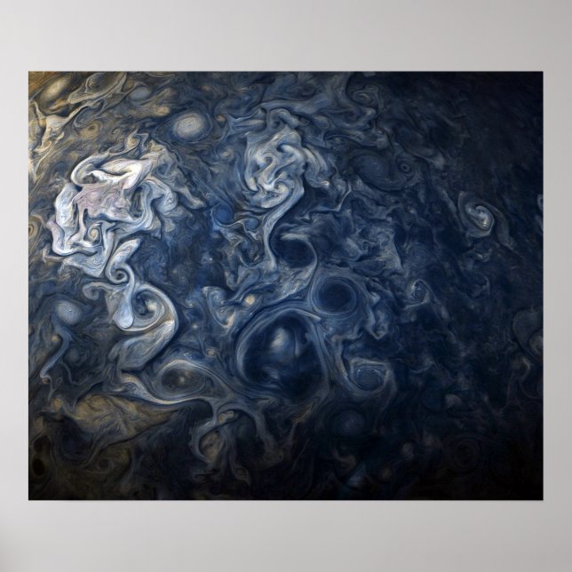Poster Planète Jupiter Blues Blue White Juno Cam Swirling (Devant)