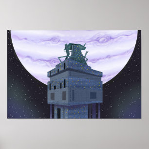 Poster Planète la plus éloignée et une tour d'observation