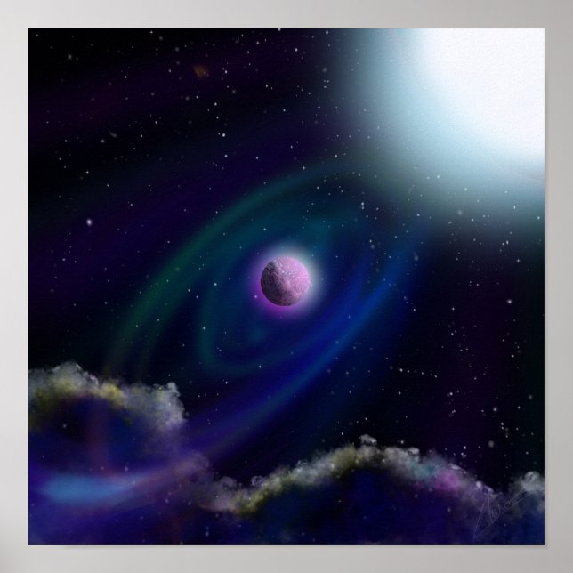 Poster Planètes dans la peinture numérique spatiale (Devant)