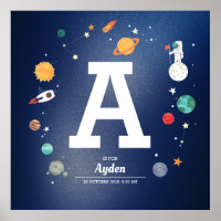 Planètes et Univers Espace Nom de Bébé Garçon Mono