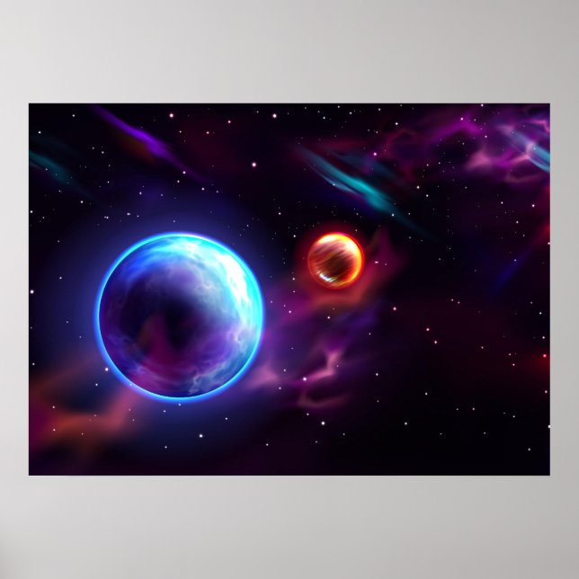 Poster Planètes Galaxie spatiale (Devant)