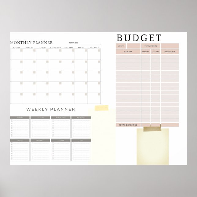 Poster Planificateur de budget mensuel numérique (Devant)