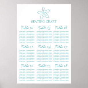 Poster Planificateur de table de Mariage de mer 10-18