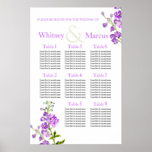 Poster Planificateur de table de mariage violet Delphiniu