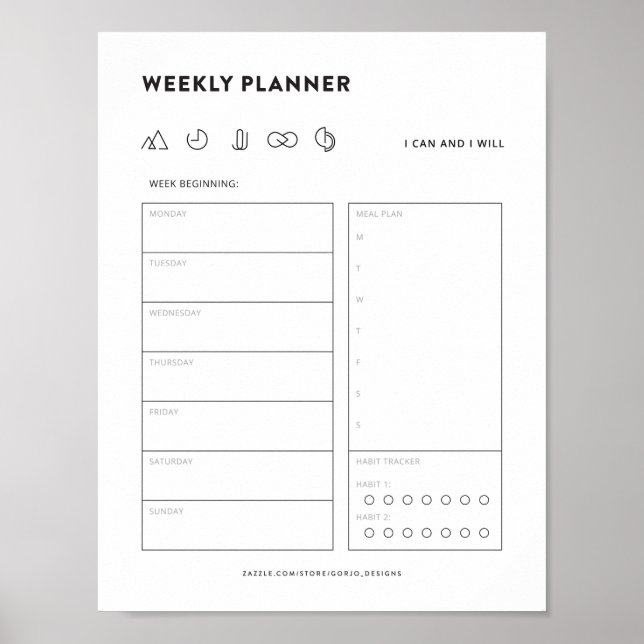 Poster Planification hebdomadaire du planificateur pour f (Devant)