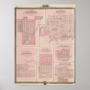 Poster Plans de Glenwood, Denison, Hastings