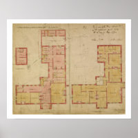 Plans de la Red House, Bexley Heath, 1859 (plume a