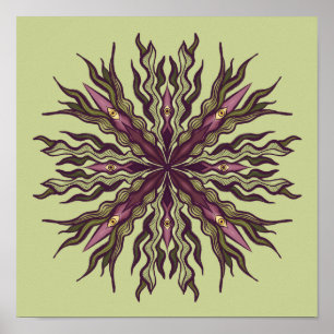 Poster Plante à œil psychédélique - Mandala botanique sur