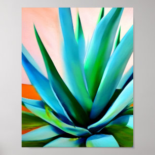 Poster Plante bleu et vert Agave