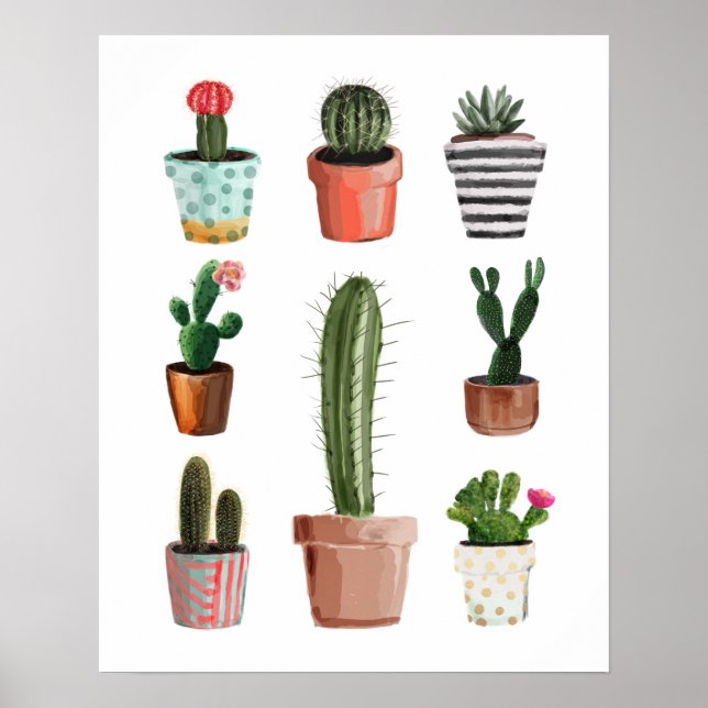 Poster Plante de Cactus aquarelle (Devant)