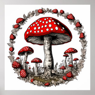 Poster Plante de champignon agare de champignons
