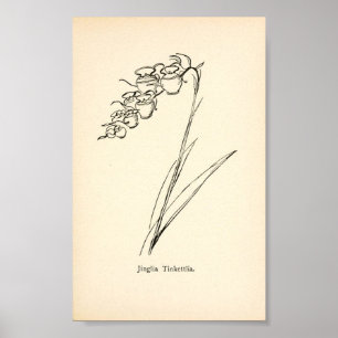 Poster Plante de fleur de théière illustration vintage no