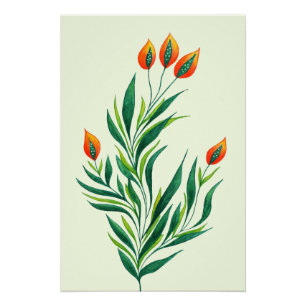 Poster Plante de printemps de l'art botanique Abstrait