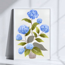 Plante d'hortensia bleu | Aquarelle florale magnif