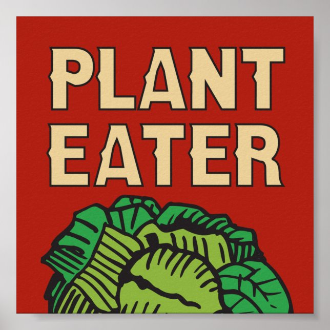 Poster Plante Eater design rétro végétalien végétarien (Devant)