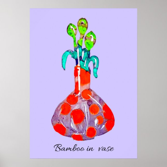 Poster Plante en bambou d'art Abstrait dans un vase (Devant)