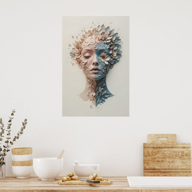 Poster plante-Humain Fusion Art Mur Abstrait (Cuisine)