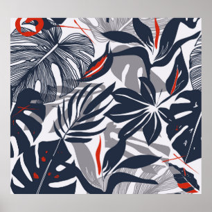 Poster Plantes de la jungle : Floral Bio sans joint