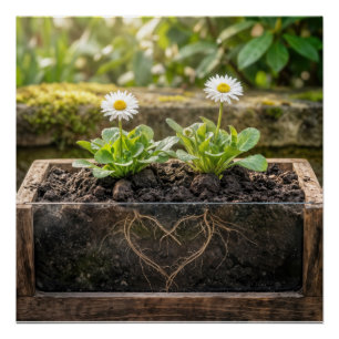 Poster Plantes de marguerites blanches dans une jardinièr
