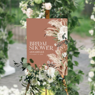 Poster Plantes de pampa en terre cuite moderne pour douch