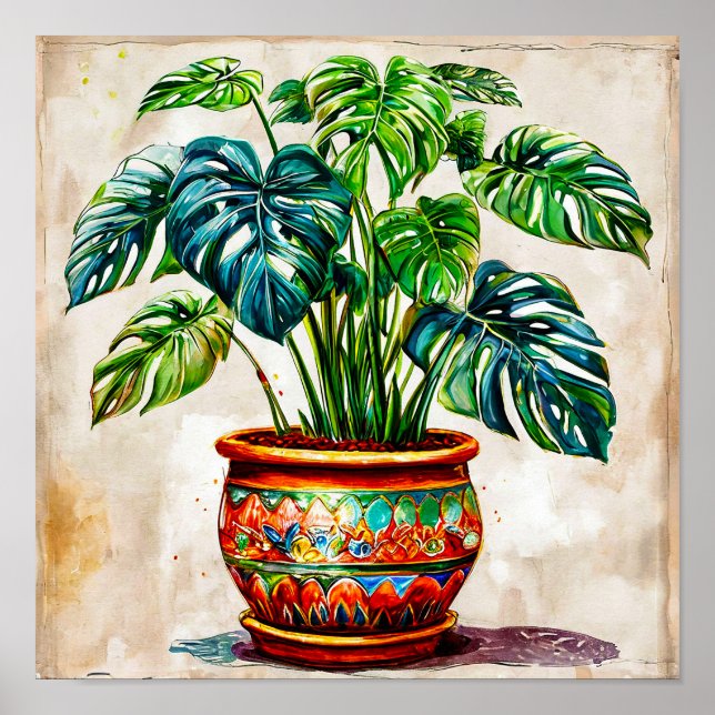 Poster Plantes tropicaux de Monstera (Devant)