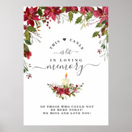 Poster Plaque commémorative bougie poinsettia en souvenir