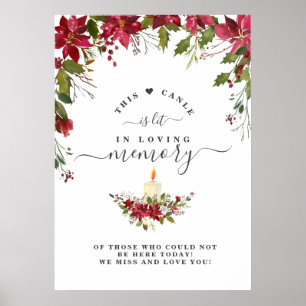 Poster Plaque commémorative bougie poinsettia en souvenir