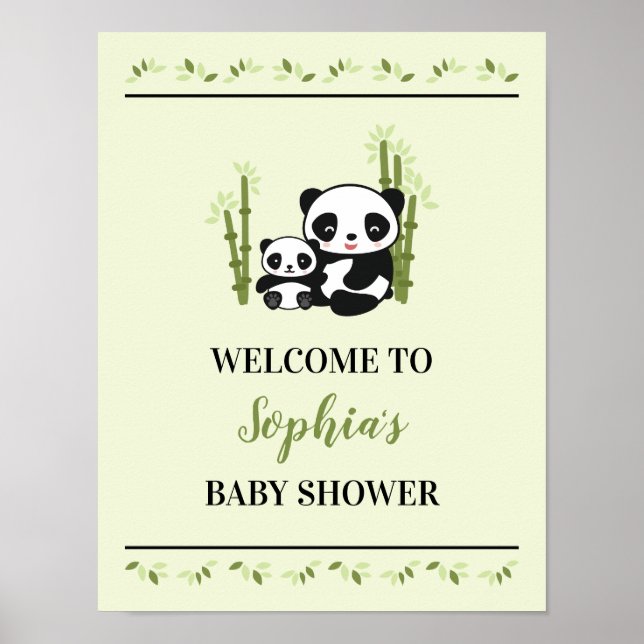 Poster Plaque de Baby shower pour ours maman et bébé Pand (Devant)