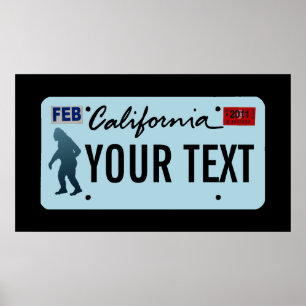 Poster Plaque de licence California Sasquatch