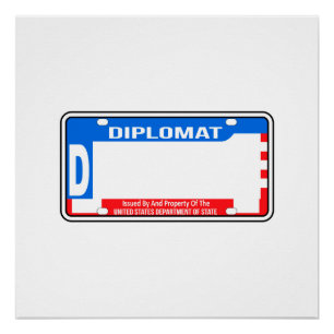 Poster Plaque de licence diplomatique américaine vide