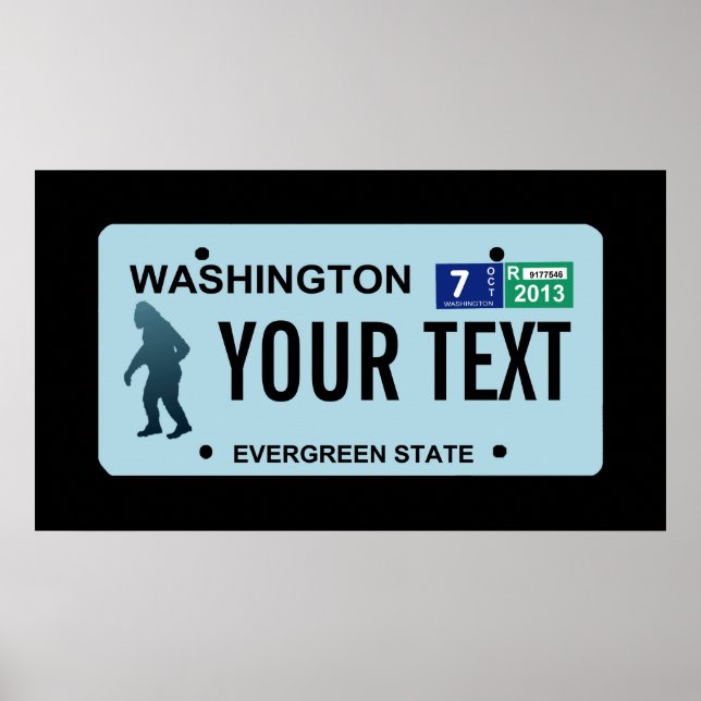 Poster Plaque de licence Washington Sasquatch (Devant)