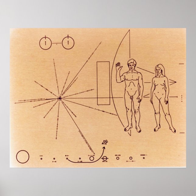 Poster Plaque de Pioneer 10's gravée en or anodisé (Devant)
