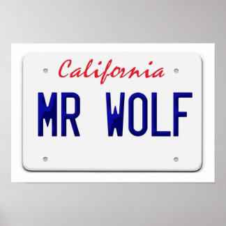 Poster Plaque d'immatriculation California Mr Wolf