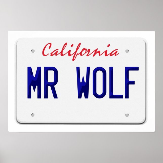 Poster Plaque d'immatriculation M. Wolf de Californie (Devant)