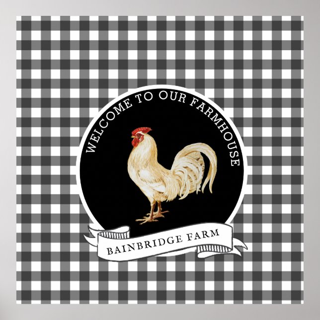 Poster Plat à coq à la ferme moderne (Devant)