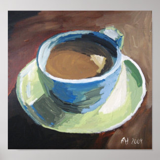 Poster plat de café. vert.