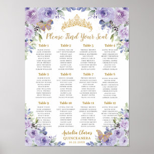 Poster Plat Lilac Floral Or Quinceañera