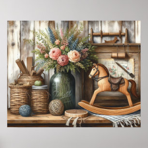 Poster Plateau de campagne primitive en bois 2