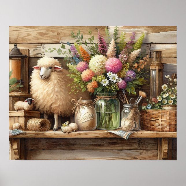 Poster Plateau de campagne primitive en bois 3 (Devant)