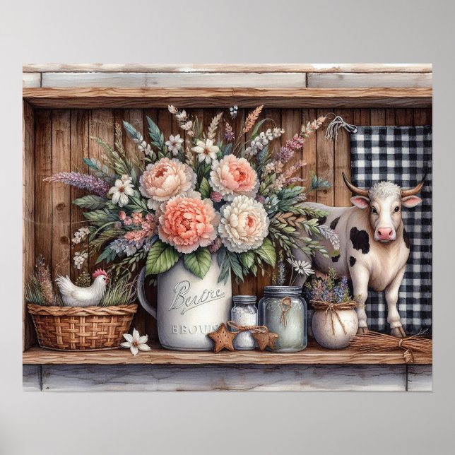 Poster Plateau de campagne primitive en bois 5 (Devant)