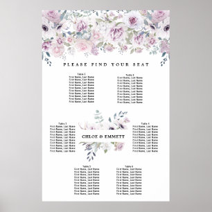 Poster Platine violette blanche 6 tables