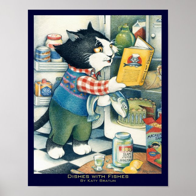 Poster "Plats aux poissons" Livre d'Art original pour enf (Devant)
