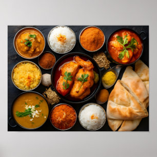 Poster Plats indiens assortis : poulet Tikka Masala