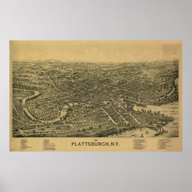 Poster Plattsburgh NY, 1899 : Vieux imprimé (Devant)