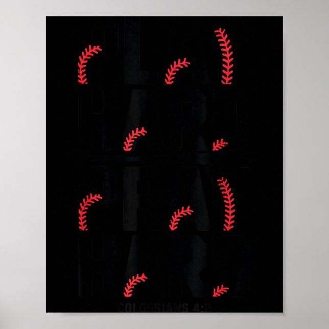 Poster Play Hard Pray Hard Youth Boy Christian Baseball J (Devant)