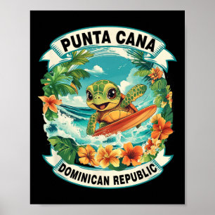 Poster Playa Del Carmen Mexique jolie tortue de mer surfa