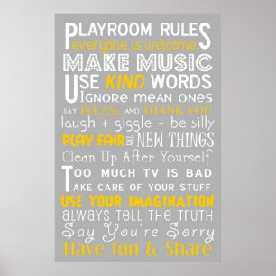 Poster Playroom Rules